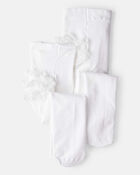 Baby Girl 2-Pack Tights - White, image 1 of 3 slides