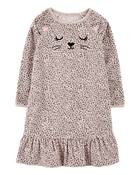 Kid Leopard Fleece Nightgown, image 1 of 3 slides