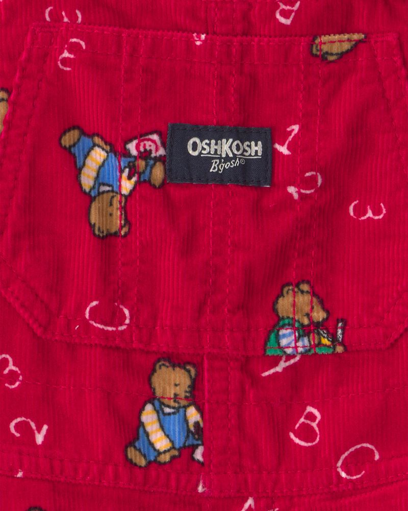 Toddler Bear Corduroy Overalls - Red, image 3 of 4 slides