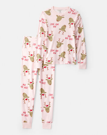 Adultes Pyjama ajust&eacute; 2 pi&egrave;ces &agrave; motif de renne - Rose, 