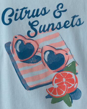Girls 'Citrus & Sunsets' Graphic Tank - Blue, 