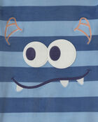 Gar&ccedil;ons - Pyjama ajust&eacute; 2 pi&egrave;ces en DreamPlush &agrave; motif monstre et rayures &ndash; Bleu, image 2 sur 3 diapositives