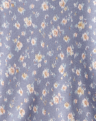 Kid Ribbed Floral Print Long-Sleeve Shirt - Blue, image 2 of 3 slides