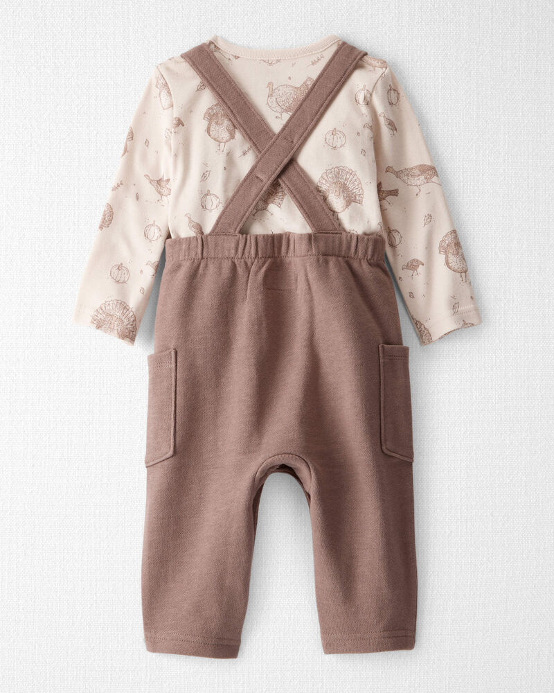 Baby 2-Piece Organic Overall Set in Autumn Grove Print, image 2 of 7 slides