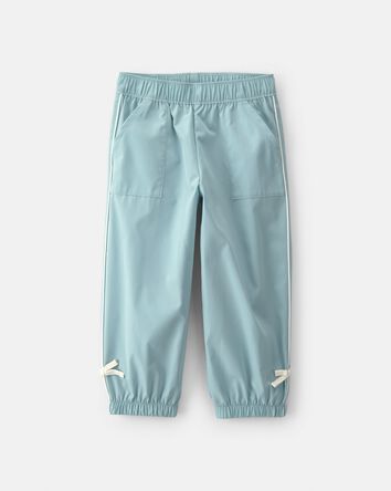 Toddler Girl Bow-Cuff Poplin Joggers - Blue, 