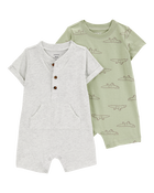 Baby 2-Pack Cotton Rompers, image 1 of 4 slides