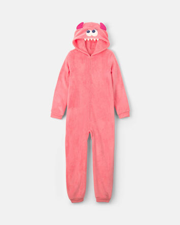 Girls 1-Piece Monster Halloween Fleece Pyjama Costume - Coral, 