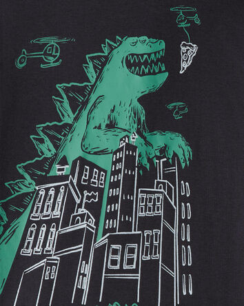 Boys Godzilla 100% Cotton  Loose Fit 4-Piece Pyjamas - Black/Green, 