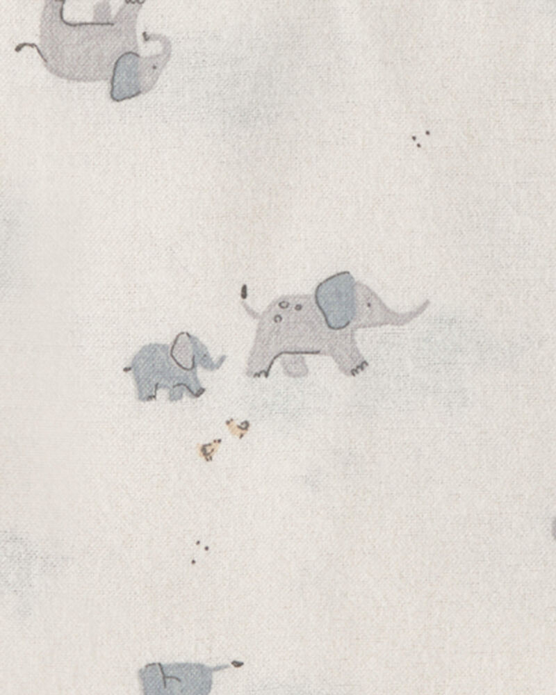 B&eacute;b&eacute; - Emballage 4 couvertures &agrave; emmailloter &agrave; motif &eacute;l&eacute;phant - Gris/Ivoire, image 2 sur 5 diapositives