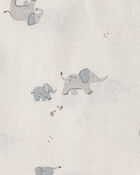 B&eacute;b&eacute; - Emballage 4 couvertures &agrave; emmailloter &agrave; motif &eacute;l&eacute;phant - Gris/Ivoire, image 2 sur 5 diapositives