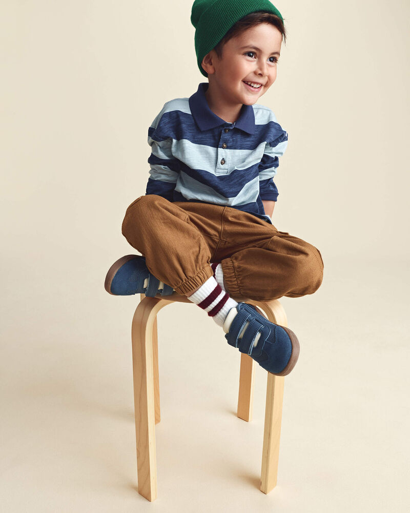 Toddler Boy Striped Long-Sleeve Henley T-Shirt - Navy Blue, image 2 of 6 slides
