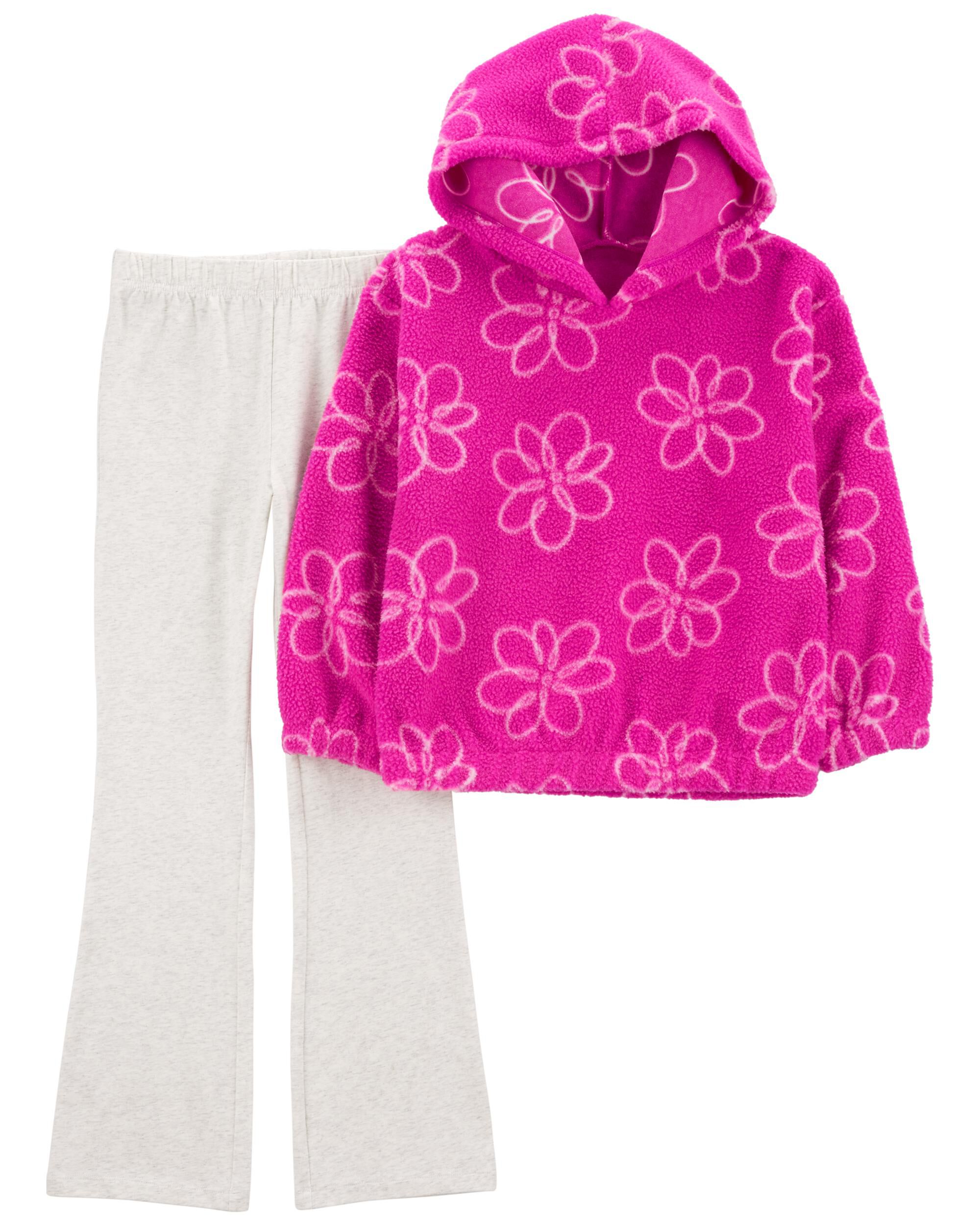 Pink Kid 2 Piece Pink Floral Fleece Pullover Set Carter s Oshkosh Canada