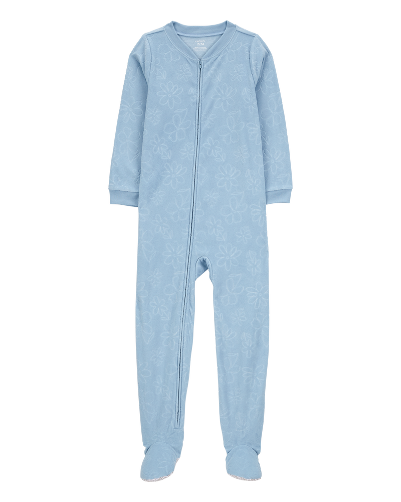 Enfant Pyjama 1 pièce à pieds en molleton à fleurs, image 1 sur 4 diapositives