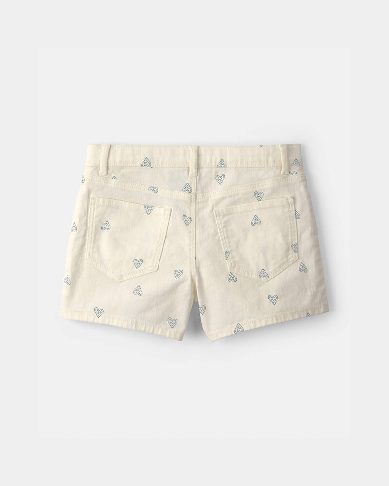 Girls Heart Denim Shorts - White, image 2 of 4 slides