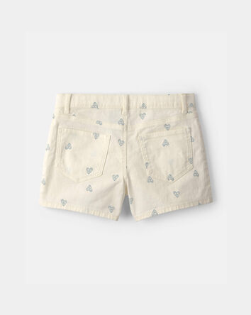 Girls Heart Denim Shorts - White, 