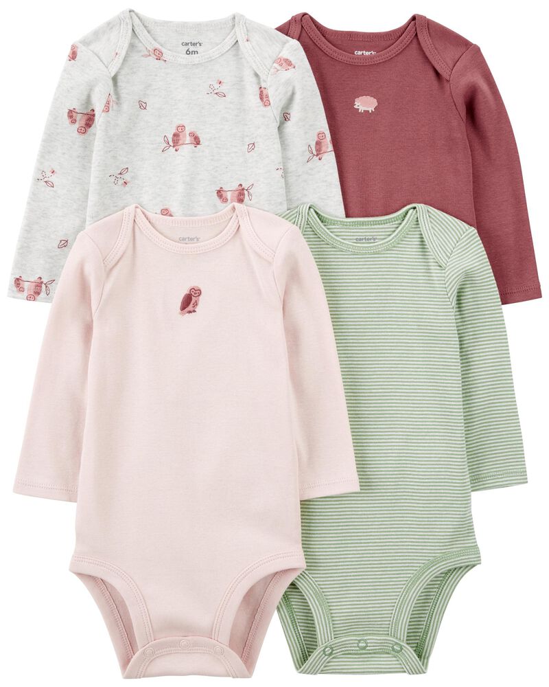 Baby Girl 4-Pack Long-Sleeve Bodysuits, image 1 of 6 slides