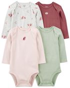 Baby Girl 4-Pack Long-Sleeve Bodysuits, image 1 of 6 slides