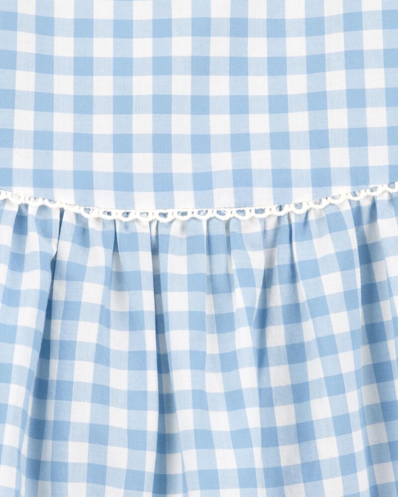 Toddler Gingham Short-Sleeve Dress - Blue, image 3 of 4 slides