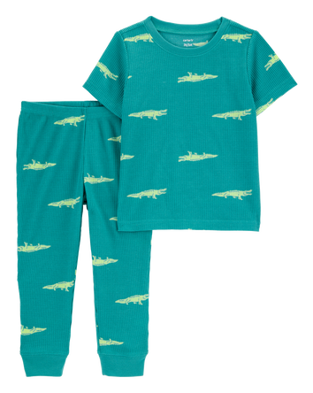 Toddler 2-Piece Alligator Thermal Pyjamas - Green, 