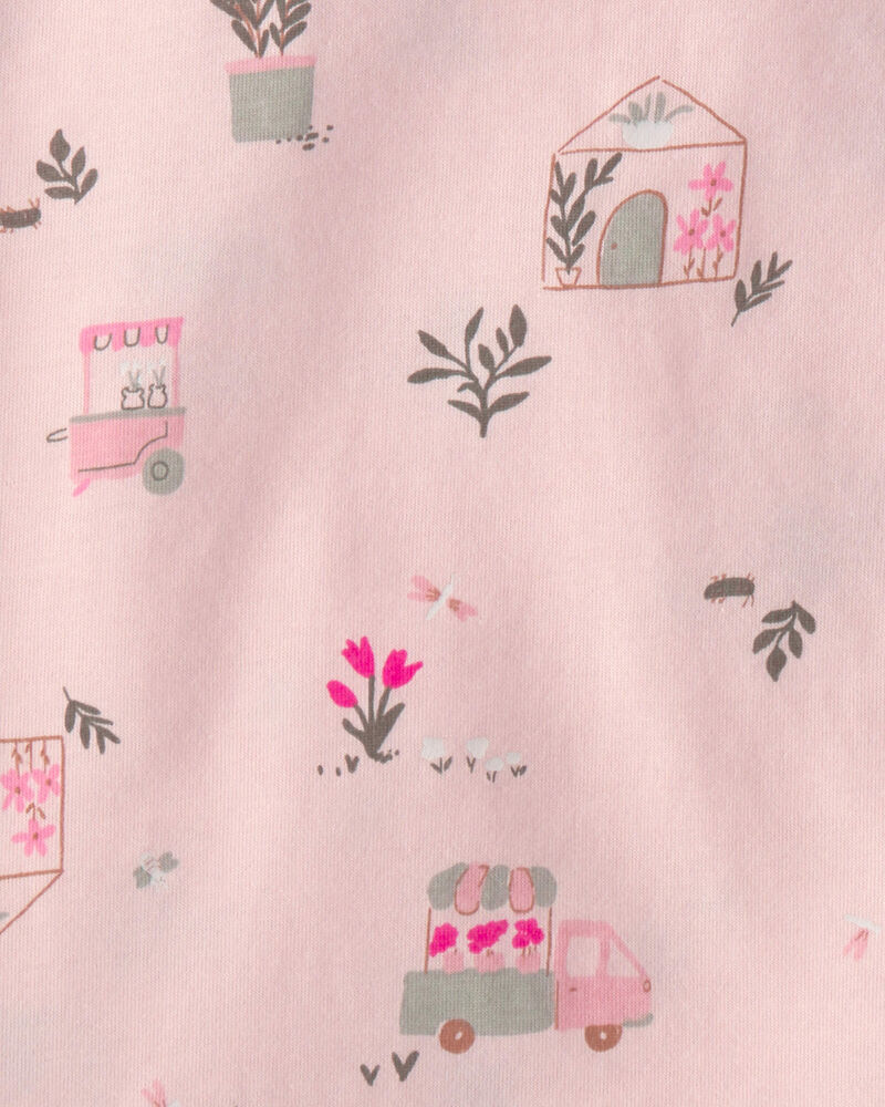 Toddler Girl 2-Piece Flower Truck Top & Short Set - Pink, image 2 of 3 slides