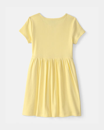 Filles - Robe &agrave; manches courtes en tissu c&ocirc;tel&eacute; - Jaune, 
