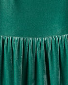 Girls Velvet Short-Sleeve Occasion Dress - Green, image 4 of 5 slides