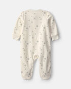 Baby Girl Snowflake Fleece 2-Way Zip Sleep & Play Pyjamas - Cream, image 2 of 5 slides