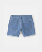 Girls Cherry Denim Embroidered Midi Shorts - Medium Wash, image 3 of 5 slides