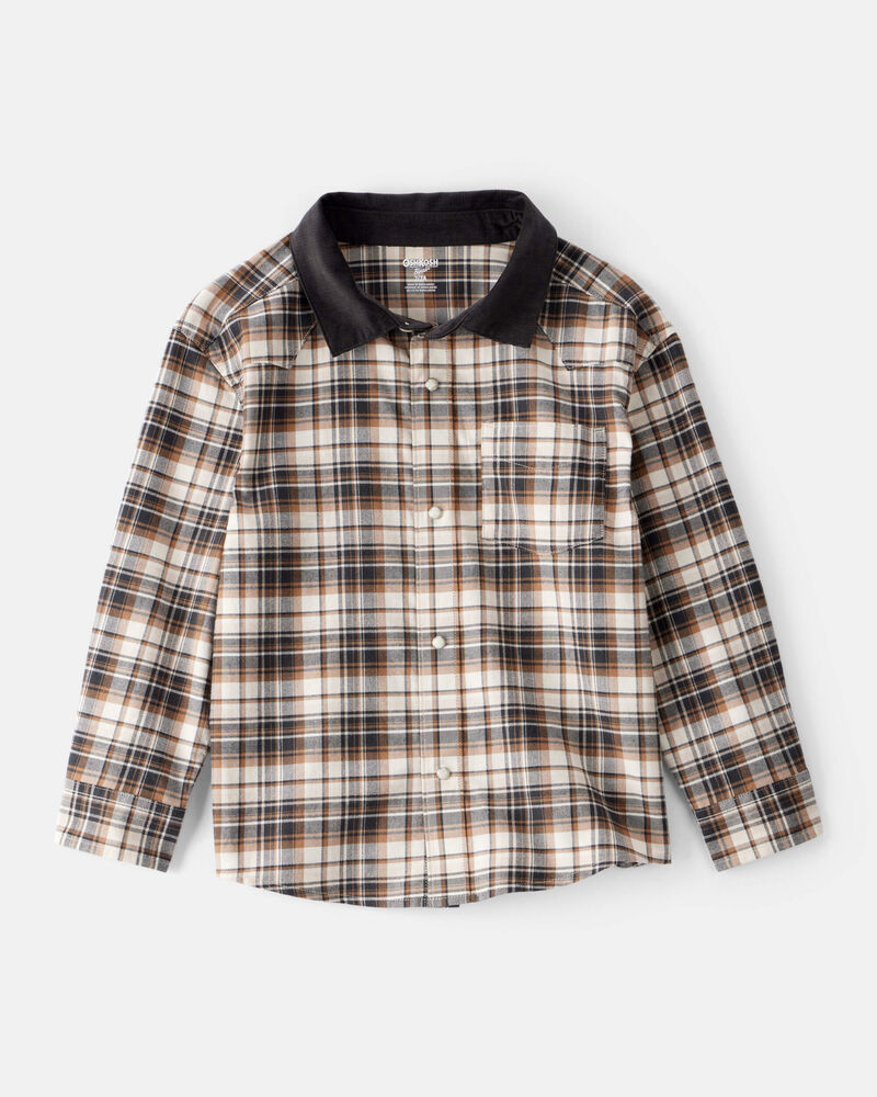 Boys Western Plaid Cotton Long-Sleeve Button-Down Shirt - Plaid, image 1 of 4 slides