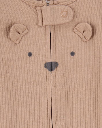 Baby Bear 2-Way Zip Ribbed Sleeper pyjamas, 