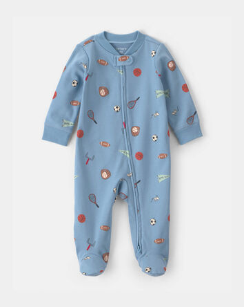 B&eacute;b&eacute; gar&ccedil;on - Grenouill&egrave;re ajust&eacute;e &agrave; motif de sports - Bleu, 