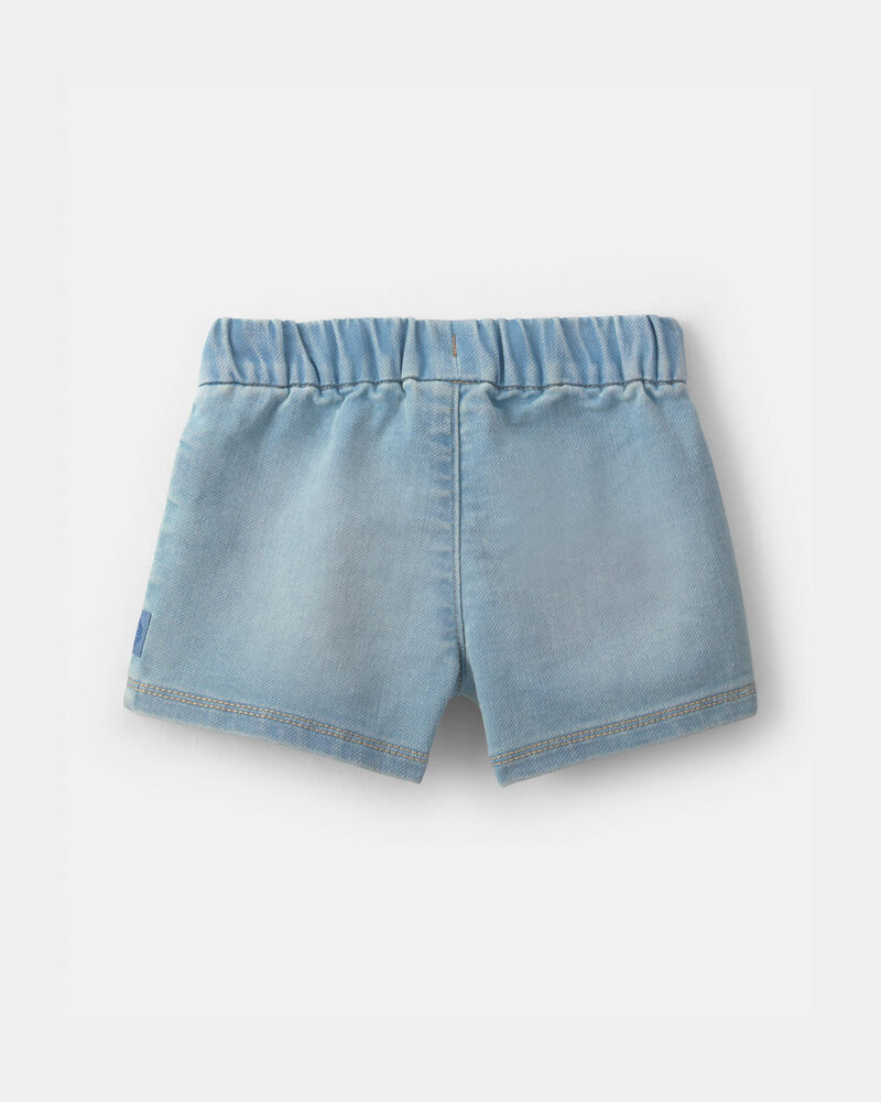 Baby Girl French Terry Knit Shorts - Light Wash, image 2 of 5 slides