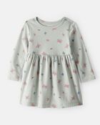 Baby Girl Butterfly Long-Sleeve Knit Dress - Green, image 1 of 4 slides