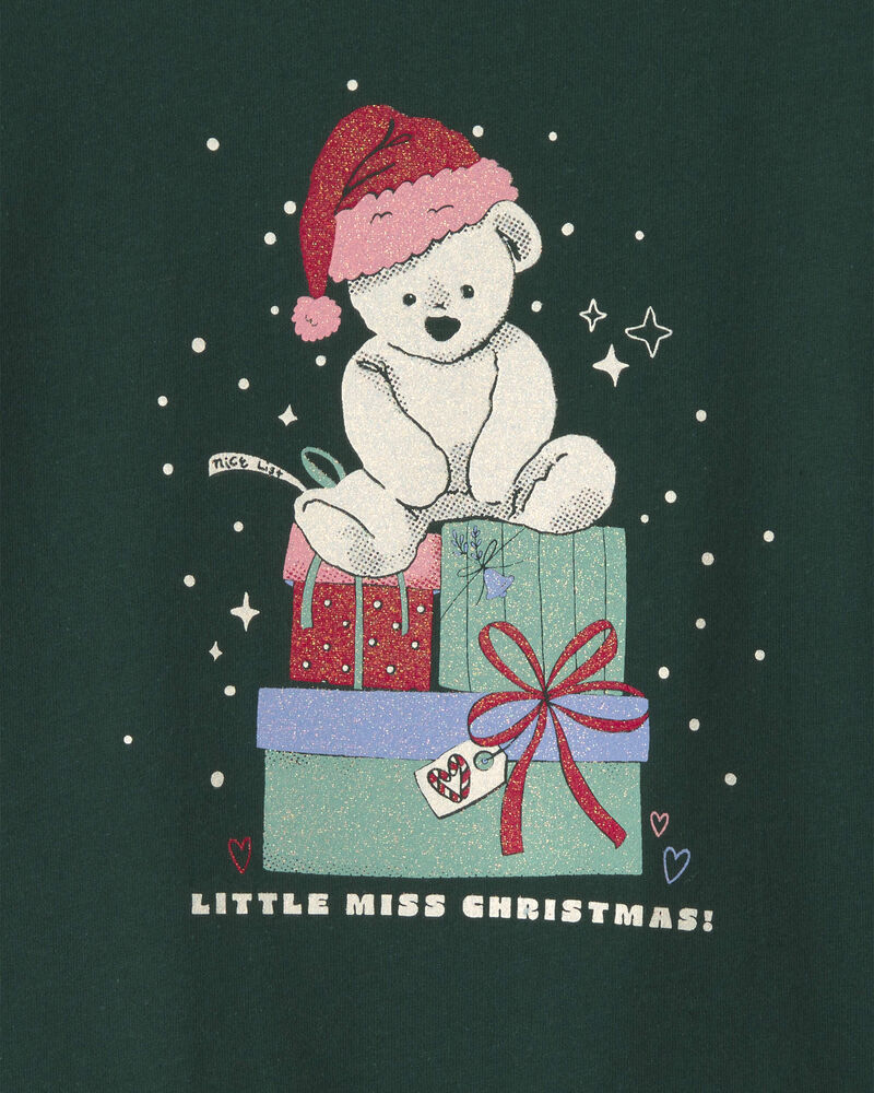 Toute-petit fille - T-shirt manches longues &agrave; motif ourson de No&euml;l &ndash; Vert, image 3 sur 3 diapositives