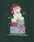 Toute-petit fille - T-shirt manches longues &agrave; motif ourson de No&euml;l &ndash; Vert, image 3 sur 3 diapositives