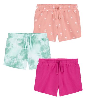 Kid 3-Pack Tie-Dye Pull-On French Terry Shorts, 