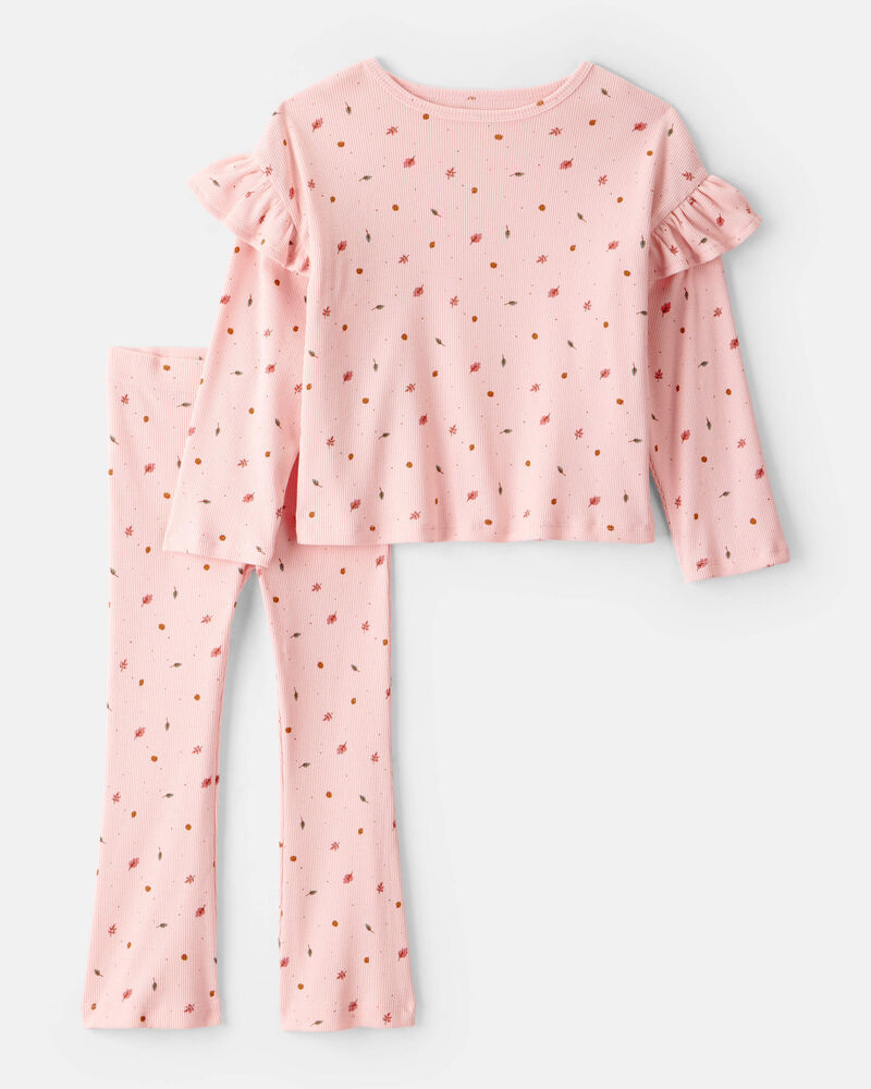 Pink Toddler Girl 2-Piece Print Cotton Long-Sleeve Tee &amp; Pant Set ...