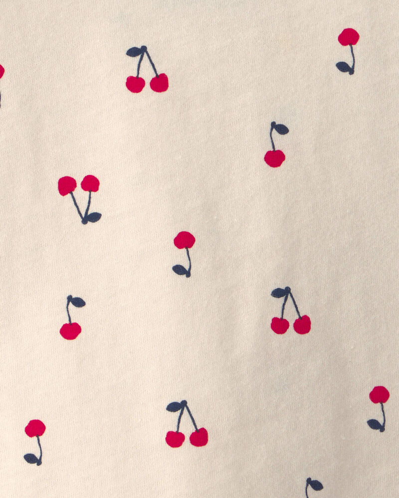 Toddler Girl Cherry Ruffle-Sleeve Tank Top - Cream, image 2 of 3 slides