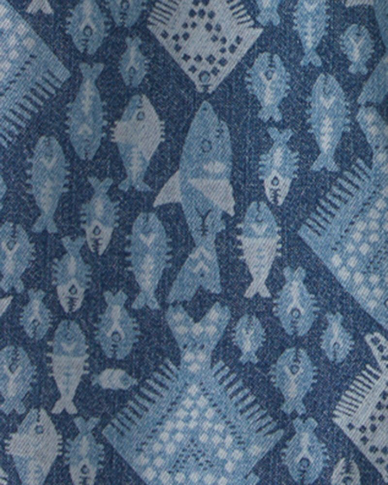 Tout-petit gar&ccedil;on - Chemise boutonn&eacute;e &agrave; manches courtes en chambray de denim &agrave; motif poisson, image 2 sur 2 diapositives