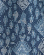 Tout-petit gar&ccedil;on - Chemise boutonn&eacute;e &agrave; manches courtes en chambray de denim &agrave; motif poisson, image 2 sur 2 diapositives