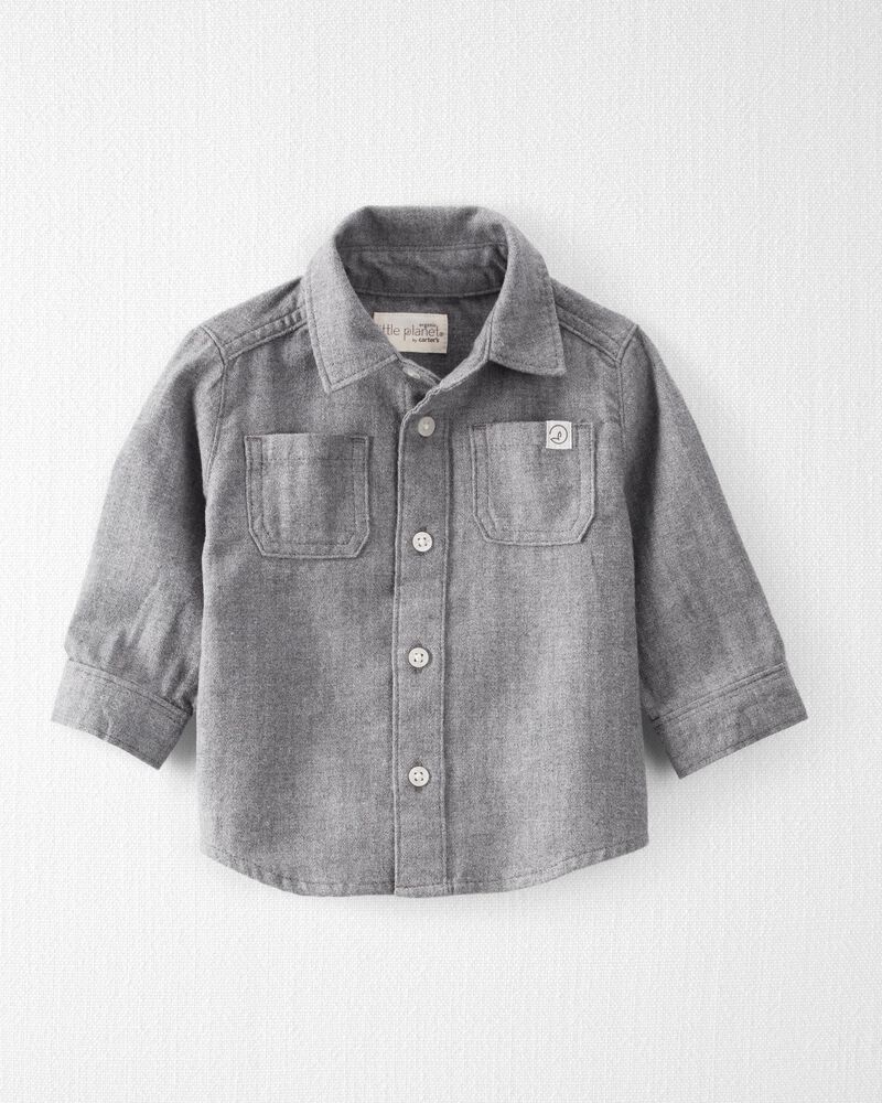 Baby Organic Cotton Cozy Flannel Button-Front Shirt, image 1 of 4 slides