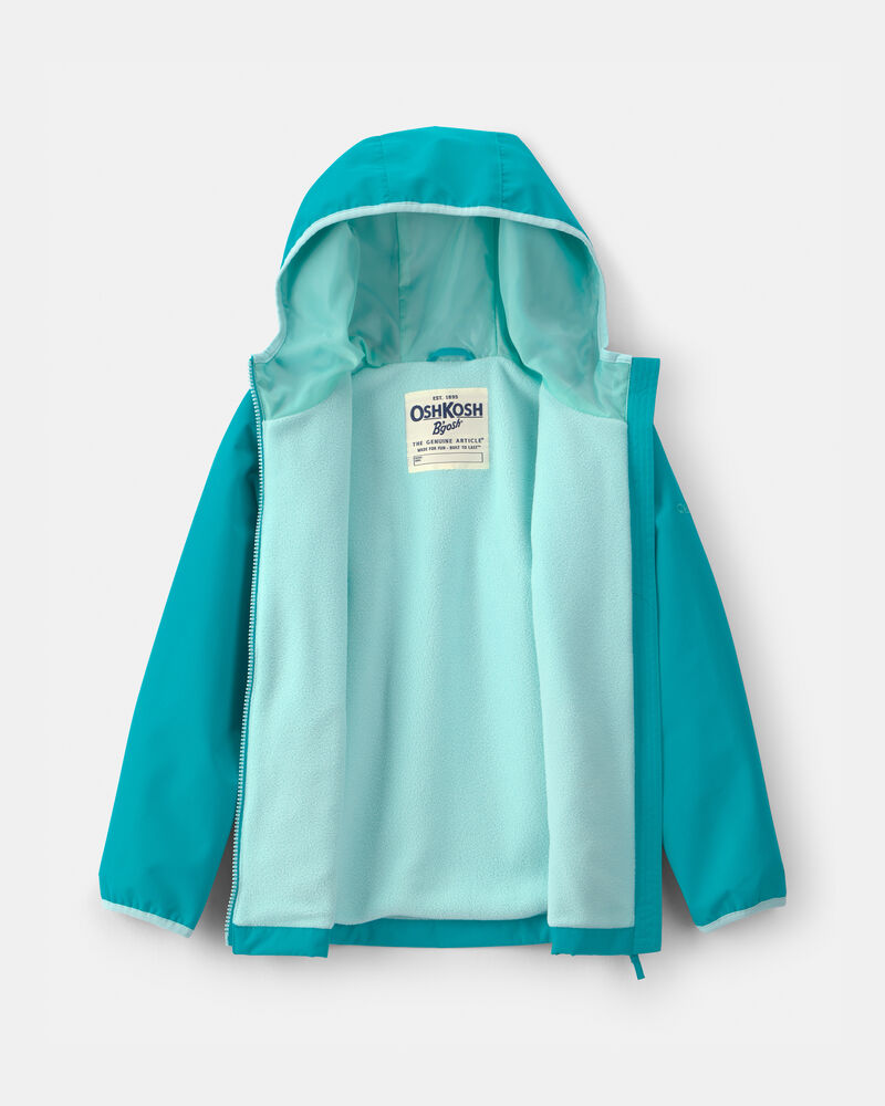 Girls Solid Midweight Fleece Lined  Jacket- Aqua, image 2 of 3 slides