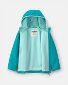 Girls Solid Midweight Fleece Lined  Jacket- Aqua, image 2 of 3 slides