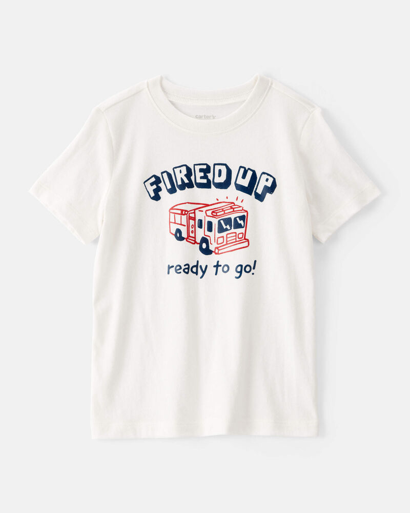Tout-petit gar&ccedil;on - T-shirt graphique camion de pompiers - blanc, image 1 sur 2 diapositives