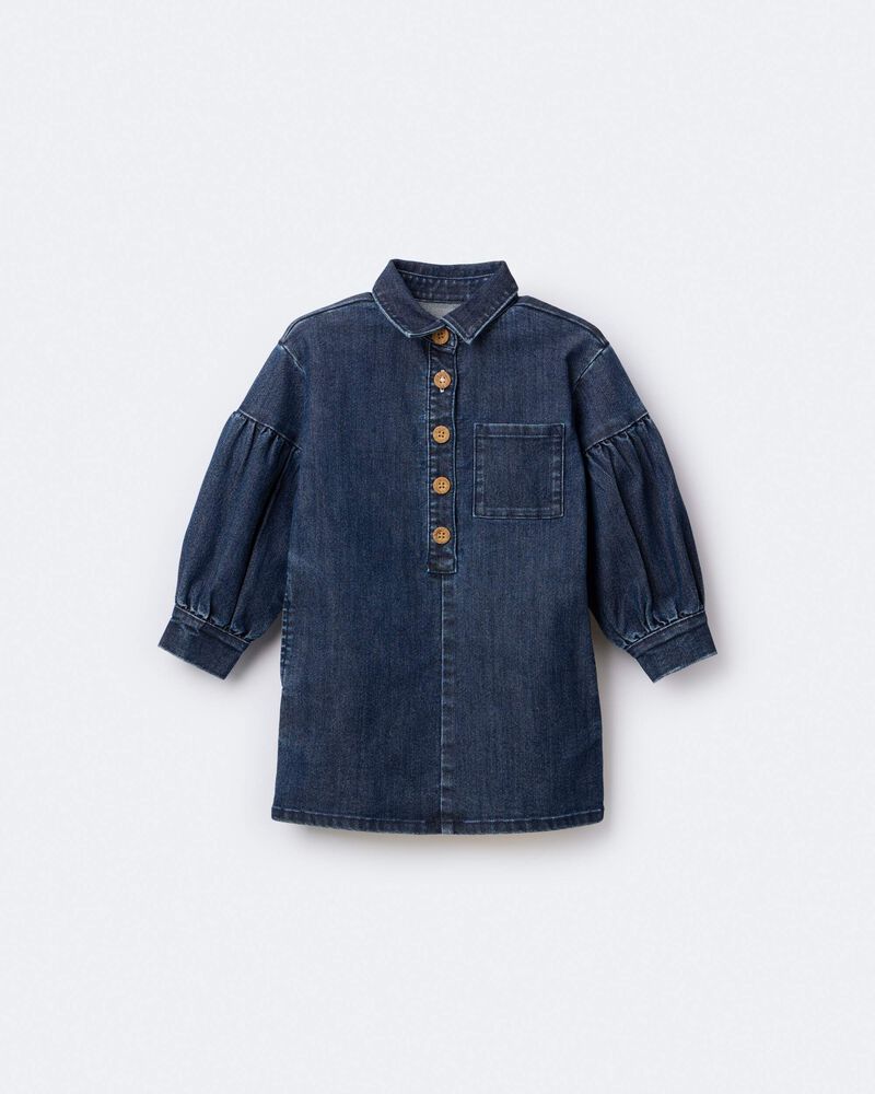 Toddler Girl Puff-Sleeve Denim Dress - Blue, image 6 of 8 slides