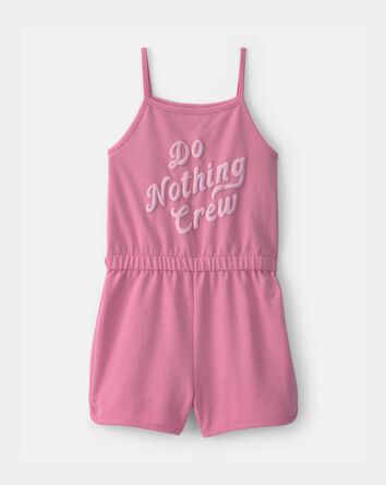 Girls 'Do Nothing Crew' French Terry Romper - Pink, 