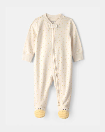 B&eacute;b&eacute; fille - Grenouill&egrave;re ajust&eacute;e &agrave; motif abeille - Ivoire, 