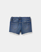 B&eacute;b&eacute; fille - Short en denim &agrave; bordure ajour&eacute;e - D&eacute;lav&eacute; fonc&eacute;, image 2 sur 3 diapositives