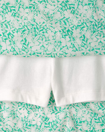 Girls 2-Piece Floral Sleeveless Top & Skort Set - Green/Ivory, 