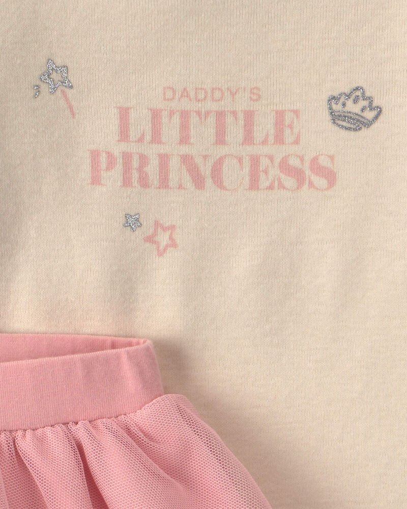 Baby Girl 2-Piece 'Daddy's Little Princess' Long-Sleeve Bodysuit & Tulle Pant Set - Pink/Cream, image 2 of 4 slides